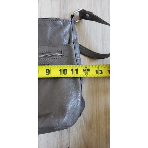 VTG Great American Purse Leather Works Crossbody Gray Pebbled Multi Pocket Bag - Picture 10 of 10
